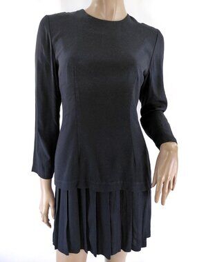 DECADE DESIGNS Dress Mini LS Top Panel Over Pleat Skirt Vintage S